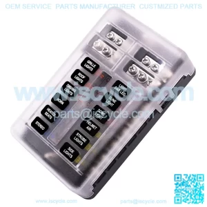 Independent positive and negative poles with one input and multiple output fuse box with LED indicator (1 input and 12 output)