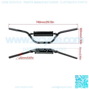 22mm 7/8" High Black Handle Bar with Pad Dirt Pit ATV Quad Bike Atomik Thumpstar