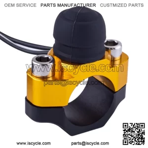 CNC Motorcycle ATV Water Proof Engine Start Stop Kill Switch Button for Electric Motorcycle Scooter Bike Modification Universal Parts with Mounting Backplate-Gold