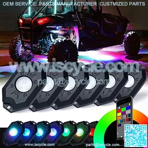 RGB LED Rock Lights Kit w/Bluetooth Controller Multicolor Neon Underglow Light Pod Kits, Flashing & Music Modes for Off-Road UTV ATV Trucks SUV Motorcycle Boats - 6 Pods