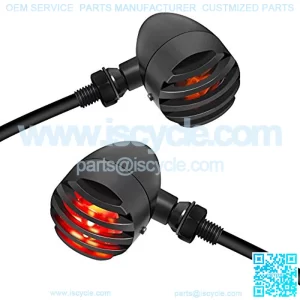 Motorcycle Blinkers, Waterproof Aluminum Bullet LED Turn Signals, Rear Red Indicator Light Compatible with Harley Dyna, Honda, Yahama, Bobber,Suzuki and Kawasaki 12V Motorbikes