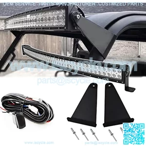 50 inch 288W LED Curved Light Bar Spot/Flood Combo Beam & Upper Roof Windshield Pro-fit Cage Mounting Brackets w/Wiring Kit Compatible with Polaris Ranger 570 900 1000 XP Full-Size