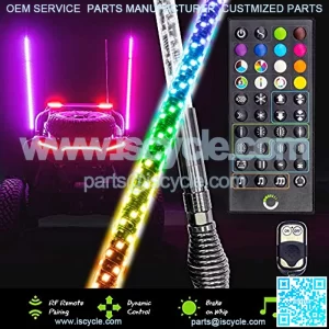 2pc 5ft Spiral LED Whip Lights for UTV ATV [RF Remote Pairin] [Dynamic LED Control] [Brake-On-Whip] [2-Layer PVC] LED Lighted Whips Antenna for RZR Can-Am Polaris UTV ATV Accessories