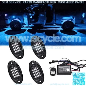 LED Rock Light Kits with 4 Pods, LED Neon Underbody Glow Trail Lights Waterproof Multicolor Car Interior Lights for Trucks, Je eps, UTV, SUV, ATV, Off-Road Lighting