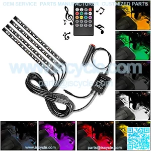 TR-06 4PCS 48 LED Interior Lights DC 12V Multicolor Music Car Strip Light Under Dash Lighting Kit with Sound Active Function and Wireless Remote Control, 2 Years Warranty