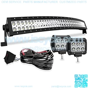LED Light Bar BENE VIOLET 42 Inch 240W Spot Flood Combo Light Bar 2Pcs 4 Inch 18W Spot LED Cubes Lights with 3-Leads Wiring Kits for Trucks Polaris ATV UTV Jeep Boats