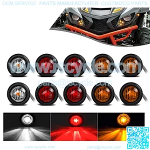 Universal UTV ATV Led Turn Signal Lights Kit Street Legal, 8Pcs Front Rear 3/4" Led Lights & 2Pcs 3/4" Clear White Led Lights interior turn signal indicators / overhead map lights