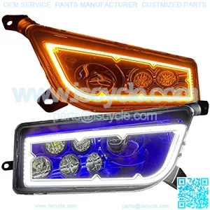 BLUE Razor RZR Street Legal LED Headlight Turn signal kit compatible with Polaris General, RZR 900s, Polaris razor 1000 XP Turbo (Fits: 2015-2021) (Dual Color SwitchBack Halo Blue/Amber)