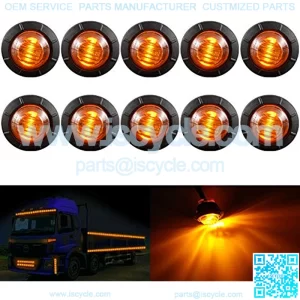 3/4Inch Round LED Front Rear Side Marker Indicators Light Waterproof Bullet Clearance Marker Light 12V for Car Truck (Amber)