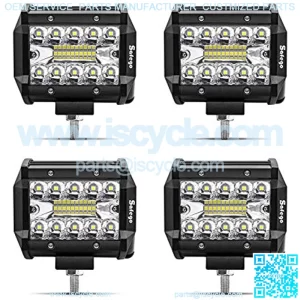 LED Pods Light Bar 4Pcs 4inch 60W 6000Lm Spot Beam Driving Lights Fog Off Road Lights Triple Row Waterproof LED Work Lights for Trunk ATV UTV SUV Boat