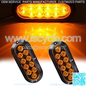 Waterproof 6 Inch Oval Amber Sealed 10LED Turn Signal Side Marker Tail LED Light Kit for Truck Trailer Bus Caravan RV UTV Vans(Pack of 2)