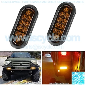 6 inch Amber Oval LED Trailer Tail Light Kit,IP67 Waterproof 10LEDs Turn Signal Rear Paking Side Marker Tail Light Kits with Grommet & Plug for RV Truck Trailer Trail Bus 12V DC (Pack of 2)