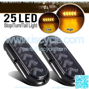 2Pcs 6" Oval Arrow Turn Signal Lights Truck Trailer Amber 25LED Surface Mount Smoke Lens Waterproof Sealed Led Marker Clearance Lights Indicators Flange Mount 12V