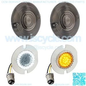 3 1/4 inch Front LED Turn Signal Lights with Smoked Lens Cover Compatible with Harley Touring Electra Glides Road King,10% coupon applied at checkout,with coupon