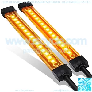 2pc 5" Amber LED Motorcycle Running & Turn Signal Tail Light Strip Kit [IP68 Waterproof] [Single Row] [50% Running Light] [100% Turn Signals] Flexible Tail Light Strip for Motorcycle Snowmobile