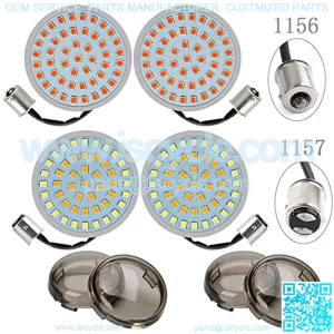 2" Bullet Style 1157 Front Turn Signal 1156 Rear Brake Lights Lens Cover Kit for Harley Dyna