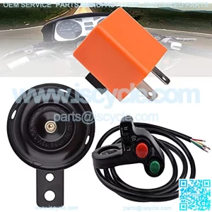 7/8" Horn Turn Signal On/Off Light Switch + Flasher Relay + Horn for Motorcycle ATV Offroad Compatible with Honda Yamaha Suzuki Kawasaki