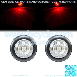 2Pc Clear Lense Red Light Round Side Marker Turn Signal Led Light Kit Atv Utv Q1 for Arctic Cat Prowler HDX 700