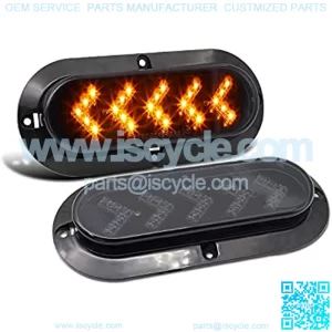 (Pack of 2) 6 Inch Arrow Smoked Lens Amber LED Sealed Oval Side Marker Indicator Turn Signal Lights Waterproof Surface Mount for Boat Trailer RV Pickup Truck Container Lorry ATV 12v DC 25LED
