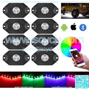 RGB Led Rock Lights 8 Pods Kit with Turn Signal Light Red Brake Tail Light Bluetooth Remote Control 3RD-Gen Led Interior Wheel Neon Lights for Off Road Truck SUV UTV ATV Motorcycle ??8 Pod