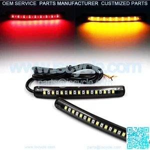 2x Universal Flexible LED Turn Signal Tail Brake License Plate Light Integrated for Motorcycle Bike ATV Car RV SUV, Brake/Running Tail Light(2Pack) (Amber Red)