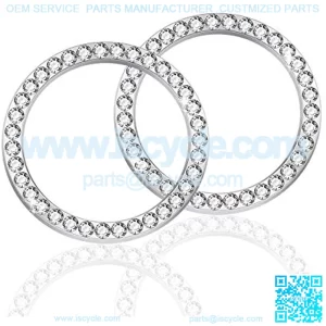 2 PCS Crtal Rhinestone Car Engine Start Stop Decoration Ring, Bling car Accessories, Push to Start Button, Key Ignition & Knob Bling Ring, White