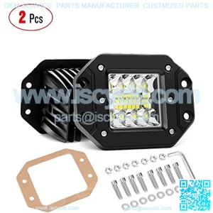 2PCS 42W Flush Mount LED Light Pods Upgraded Spot Flood Combo Driving Light LED Work Light Backup Reverse Light Grill Mount Light for Offroad 4x4 Truck SUV, 2 Years Warranty