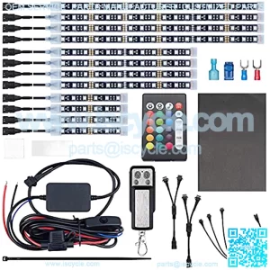 12pcs Underglow RGB LED Strip Light Kit DC 12V with 2 Red Blinking Brake Light Styles for Motorcycles Trikes Golf Carts ATVs UTVs ?C M12r