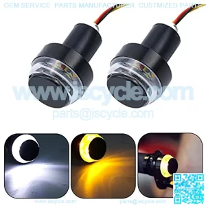 Motorcycle Handlebar End LED Lights, Dual Color for Turn Signal Lights and Side Marker Lights or Running Lights, Amber / White