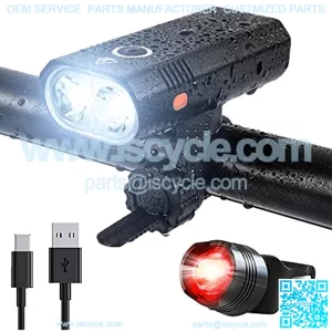 USB Recharge2 LED Bike Lights Set, Super Bright Front and Back Rear Bicycle Light Combo, IPX5 Waterproof 800LM Cycling Light, Mountain Road Helmet Cycle Headlight and Taillight Set (5 Modes)