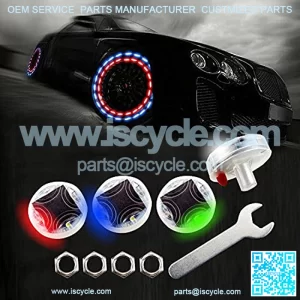 Car Tire Wheel Lights, 4-pack Solar Energy Motion Sensors Flashing Colorful Gas Nozzle LED Tire Schrader Valve Cap Lights Lamp Bulb Waterproof for Car Auto Motorcycles Bicycles