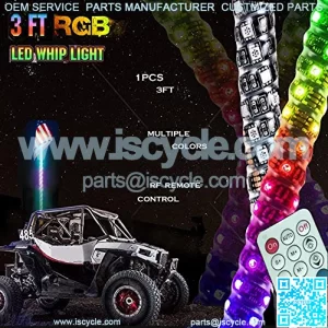3FT Dancing LED Whip Lights w/Flag 360?? Twisted for Offroad Jeep Polaris RZR UTV ATV Sand Dune Buggy Quad Truck Boat