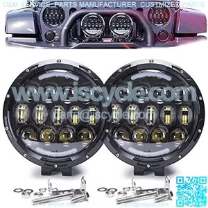 7 Inch 105W Brightness LED Light Bar, Round Spot Light Pods Off Road Driving Lights Fog Bumper Roof Light Compatible with Jeep Offroader Truck Car ATV SUV Construction Camping Hunters