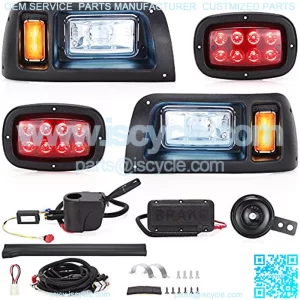 Golf Cart LED Light Kit(12V-48V) for Club Car DS with Daytime Running Light Low-beam/High-beam for Club Car DS G&E All Models With LED Head Light, Tail Lights, Turn Signals, Brake Lights