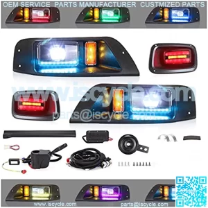 Golf Cart Deluxe Light Kit for 12-48V EZGO TXT, APP Control LED Light kit with Daytime Running Light and RGB Multi-Color Strip Neon Light Complete Light Kit