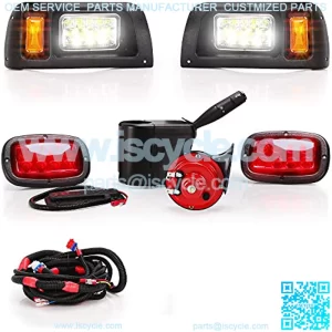 Universal Golf Cart 12 Volt LED Headlight and Tail Light Kit for Club Car DS Carts Gas & Electric Models,with upgrade headlights, amber turn signals, brake lights