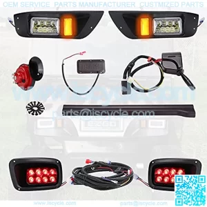 Golf Cart LED Light Kits(12V) for EZGO TXT (the Year 1995-2013), LED Headlight Taillight with Turn Signals Switch Horn Brake Lights, Harness