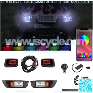Golf Cart LED Headlight Kits for 1996-2013 EZGO TXT Carts (12V-48V), with Tail Lights, Turn Signals Kits, Brake Lights and Safe Daytime Running Lights