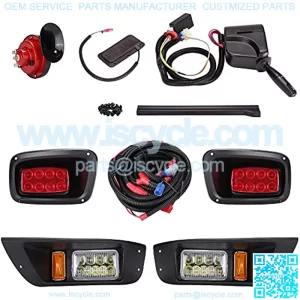 Golf Cart LED Headlights and Tail Light Kits for EZGO TXT 1996-2013 Gas & Electric Carts, 12V Street Legal Lights Kit With Turn Signal Wiring Harness