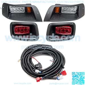 TXT Headlight Tail Light Kit Assembly Compatible with EZGO TXT Golf Cart LED Headlight Taillight Kit 1996-2013 Gas & Electric with Installation Instruction, HY027