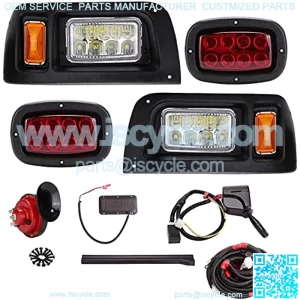 Golf Cart Light Kit for Club Car DS (12V)All Models with LED Head Light, Tail Lights, Turn Signals, Brake Lights Emergency Flasher and Horn