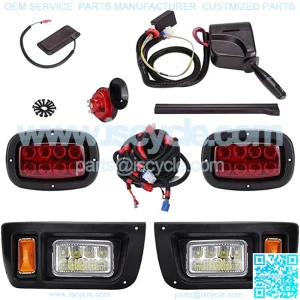 Golf Cart LED Headlights and Tail Light Kits for Club Car DS Gas & Electric Carts, 12V Street Legal Lights Kit With Turn Signal Wiring Harness