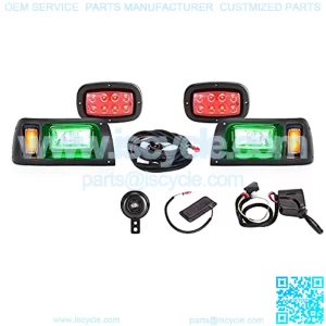 Golf Cart Deluxe LED Headlight &Tail light Kit for Club CAR DS, RGB Music Daytime Light, High/Low Beam Turn Signal Light Hazard Brake Light and Horn, 16V-80V Wide Voltage Input