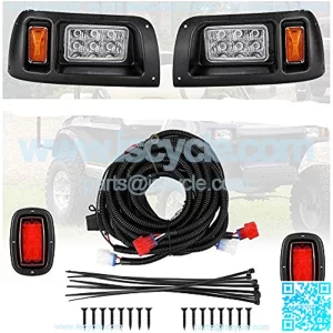 DS Light Kit Compatible with Club Car DS, Street legal light kit, LED Headlight Kit & Tail Light Kit for Gas & Electric Compatible with Club Car DS golf carts (1993 & Newer Models) 12V