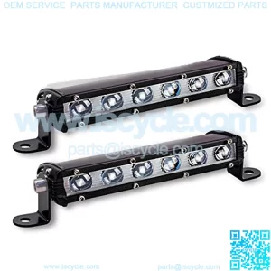 GES Single Row LED Light Bar 60W, 7 Inch 6 COB Universal LED Fog Lights, LED Driving Light/Work Lights for Trucks Jeep SUV Boat ATV LED Golf Cart Lights(2 Pack, 12-24V DC)