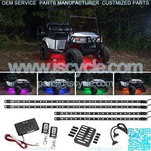 4pc Expandable Million Color LED Golf Cart Underglow Accent Neon Lighting Kit for EZGO Yamaha Club Car - Fits Electric & Gas Golf Carts - Water Resistant Flexible Tubes - Current Model