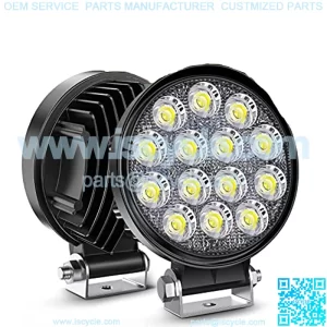 LED Pods 2Pcs 4.5Inch 42W 4200LM Round Flood Light Off Road Lights Fog Lights Driving Roof LED Light Bar Work Light for ATV UTV SUV Truck Boat (15017C-B) , White