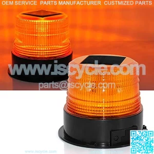 Solar LED Beacon Light 12/24V Rechargeable Waterproof Amber Warning Lights, with Magnetic Base, Rechargeable Rotating Strobe Lights for Vehicle Forklift Truck Tractor Golf Carts UTV Car Bus