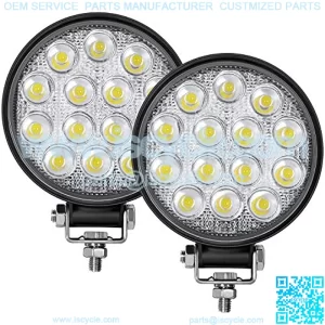Led Round Light Bar 2PCS 4.5" 140w 14000LM Flood Light Pod Off Road Fog Driving Roof Bar Bumper for Jeep,SUV Truck, Hunters