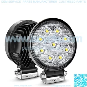 15016F-B Led 2PCS 4.5" 27w 3000LM Round Flood Light Pod Off Road Fog Driving Roof Bar Bumper for Jeep,SUV Truck, Hunters